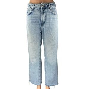 Zara Women's Blue Light Wash High Waisted Wide Leg Baggy Denim Jeans Size 10